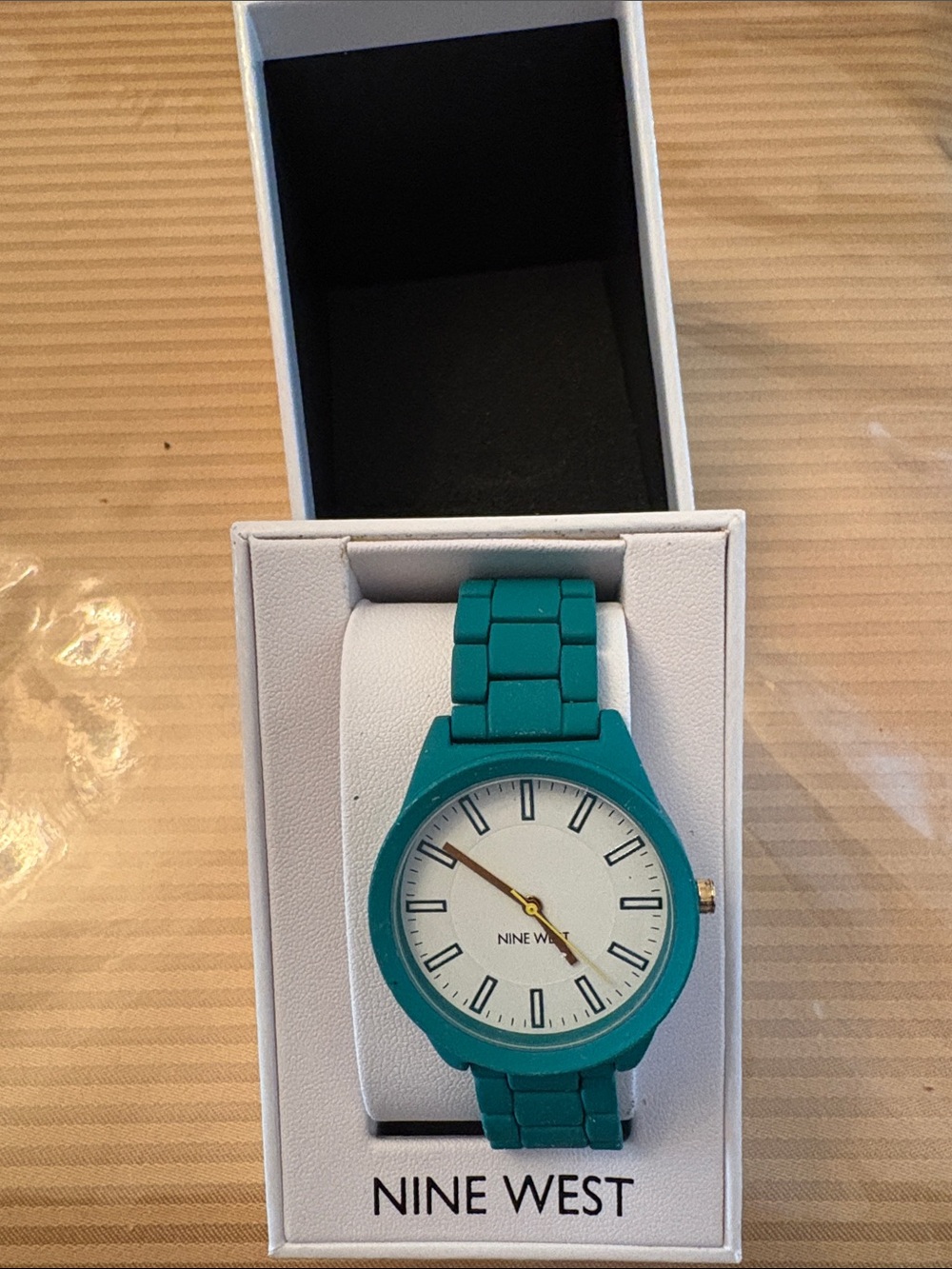 Nine West Teal Link Bracelet Watch with White Dial